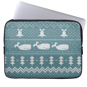 kerstkeuken van brei- en patroonwalvis laptop sleeve