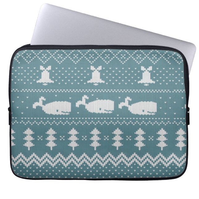 kerstkeuken van brei- en patroonwalvis laptop sleeve (Voorkant)