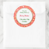 Kerstkeuken van Rode Poinsettia Baksticker Ronde Sticker (Tas)