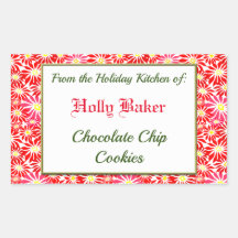 Kerstkeuken van rode poinsettia's baksticker
