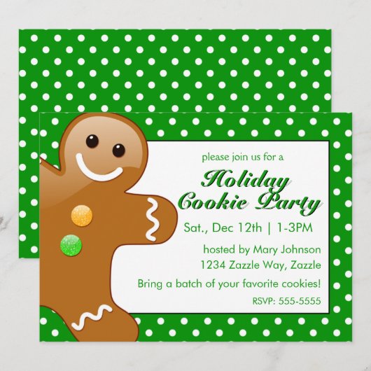 kerstkeukenbrood Man Groene/Witte pooldots Kaart (Voorkant / Achterkant)