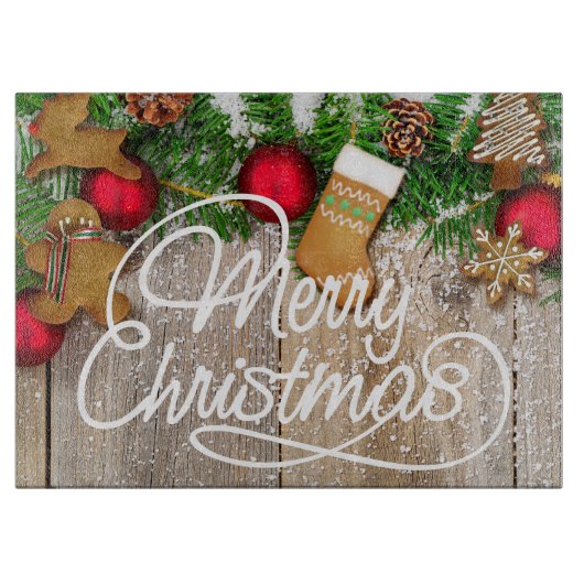 kerstkeukenglazen snijplank (Voorkant)