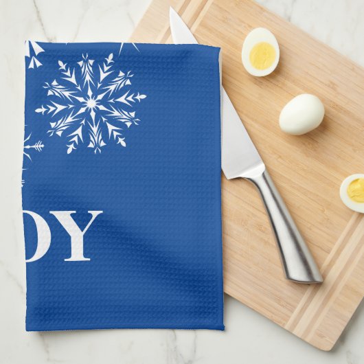 Kerstkeukenhanddoek Joy Snowflakes Theedoek (Quarter Fold)
