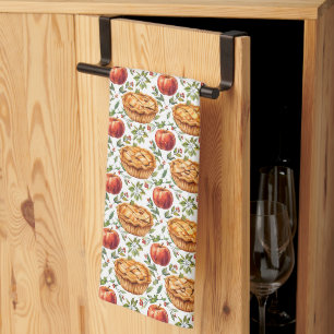 Kerstkeukenhanddoek met appeltaart - Kerstversieri Theedoek