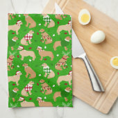 Kerstkeukenhanddoek met gouden herriever theedoek (Quarter Fold)