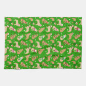 Kerstkeukenhanddoek met gouden herriever theedoek (Horizontaal)