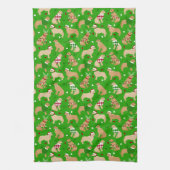 Kerstkeukenhanddoek met gouden herriever theedoek (Verticaal)