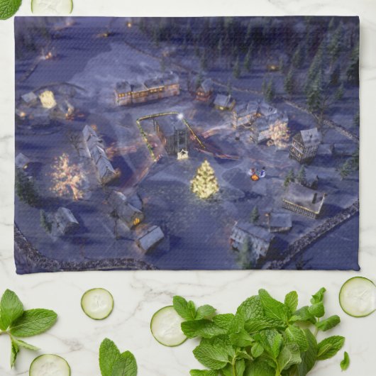 Kerstkeukenhanddoek voor het bergdorp theedoek (Gevouwen)