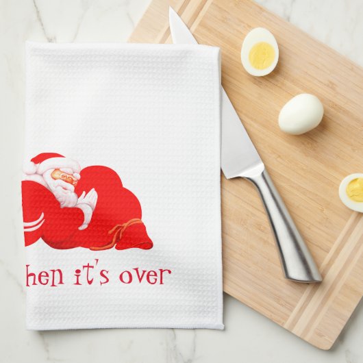 Kerstkeukenhanddoekje Wake me als kerstman Theedoek (Quarter Fold)