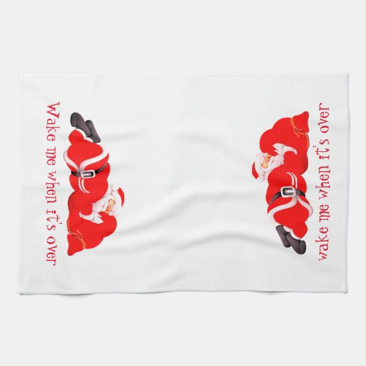 Kerstkeukenhanddoekje Wake me als kerstman Theedoek (Horizontaal)