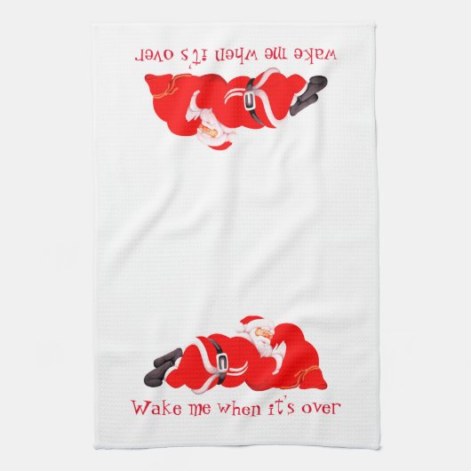 Kerstkeukenhanddoekje Wake me als kerstman Theedoek (Verticaal)