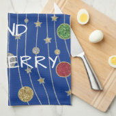 Kerstkeukenhanddoekjes, sierplanten en sterren theedoek (Quarter Fold)