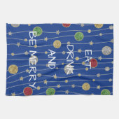 Kerstkeukenhanddoekjes, sierplanten en sterren theedoek (Horizontaal)