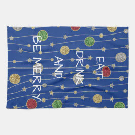 Kerstkeukenhanddoekjes, sierplanten en sterren theedoek