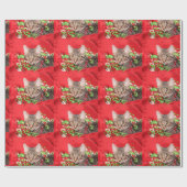 kerstkeukenkat cadeaupapier (Vlak)