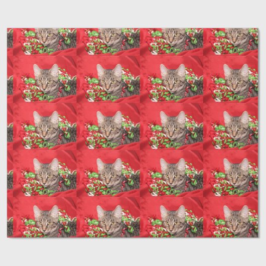 kerstkeukenkat cadeaupapier (Vlak)