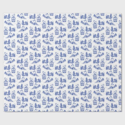 kerstkeukenpapier | blauw cadeaupapier (Vlak)