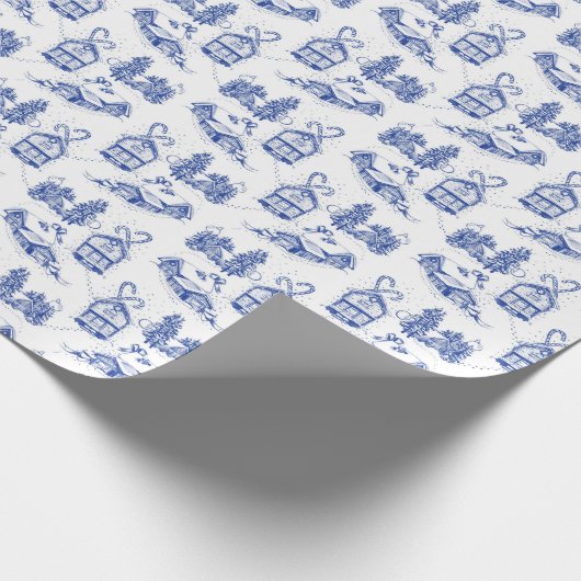 kerstkeukenpapier | blauw cadeaupapier (Hoek)