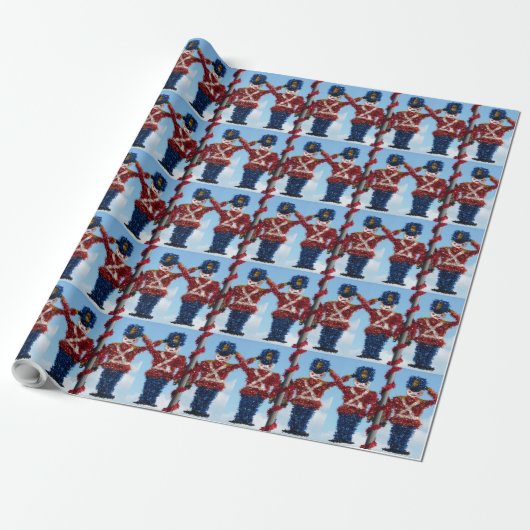 kerstkeukenpapier voor soldaten die met kerstakelp cadeaupapier (Uitgerold)