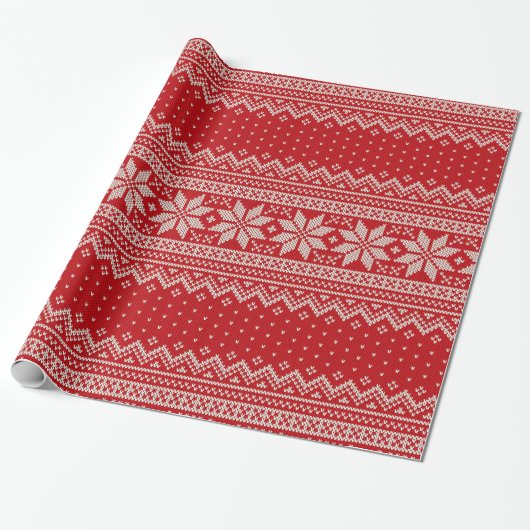 kerstkeukenpatroon - RED Cadeaupapier (Uitgerold)