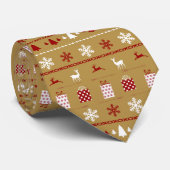 Kerstkeukenpatroon, wit, rood op goud stropdas (Opgerold)