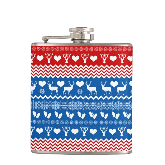 kerstkeukenrenrendiertje, sneeuwvlokken en Mittens Heupfles (Voorkant)