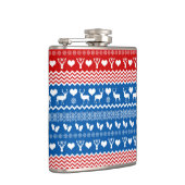 kerstkeukenrenrendiertje, sneeuwvlokken en Mittens Heupfles (Rechts)