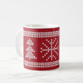 kerstkeukenroetster Knit Pattern Red Tree Snowflak Koffiemok (Voorkant links)
