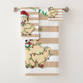 kerstkeukenset met Llama Bath Bad Handdoek