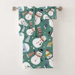 kerstkeukenset Snowman Bath Bad Handdoek
