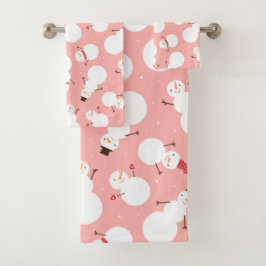 kerstkeukenset Snowman Bath Bad Handdoek