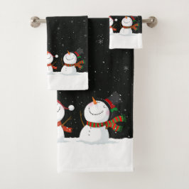 kerstkeukenset Snowman Bath Bad Handdoek