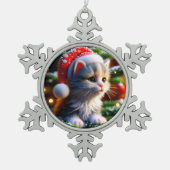 Kerstkeuten Tin Sneeuwvlok Ornament (Voorkant)