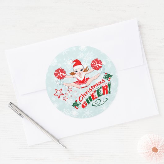 Kerstkheer Cheerleaders Ronde Sticker (Envelop)