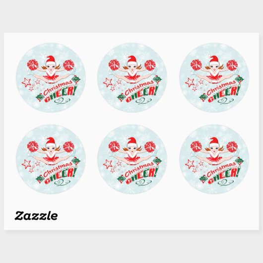 Kerstkheer Cheerleaders Ronde Sticker (Vel)