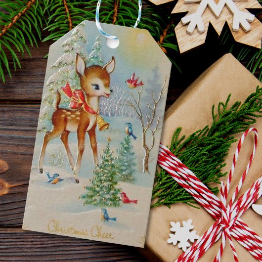 kerstkheer Deer Cadeaulabel