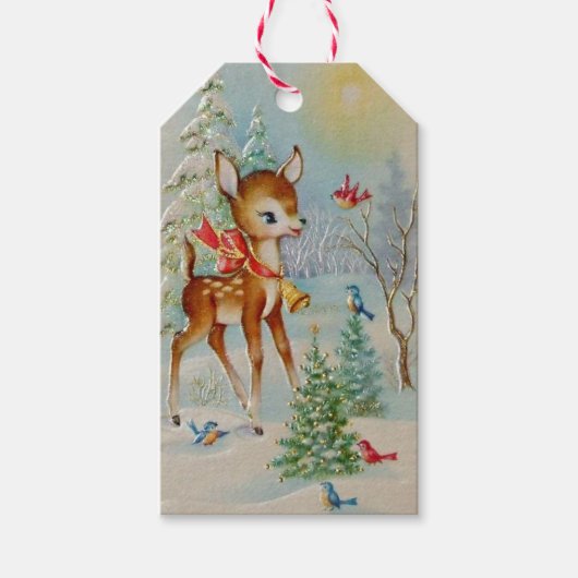 kerstkheer Deer Cadeaulabel (Voorkant)