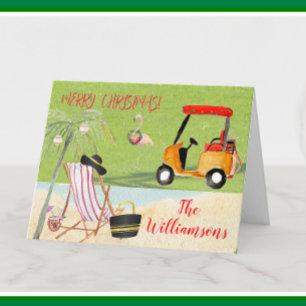 kerstkheer Golf Beach Palm Tree Feestdagen Kaart