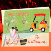 kerstkheer Golf Beach Palm Tree Feestdagen Kaart