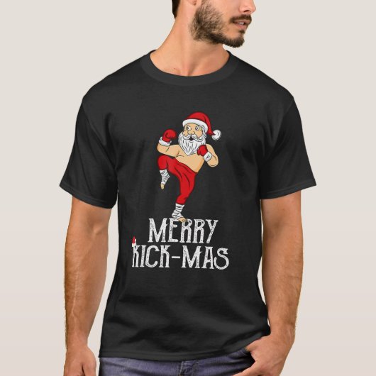 Kerstkickboxing Santa Claus Merry Kick-Mas Ik T-shirt (Voorkant)