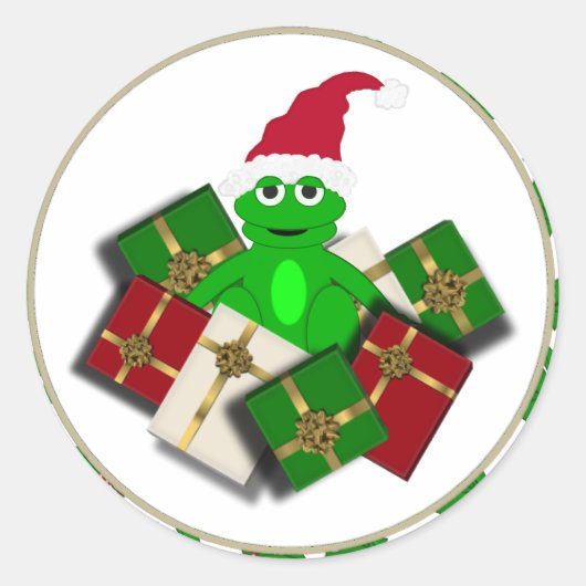 Kerstkikker en cadeaustickers ronde sticker (Voorkant)