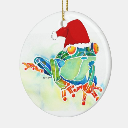 Kerstkikker met kersthat keramisch ornament (Links)