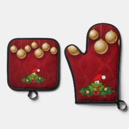 kerstkikker ovenwant & pannenlap set