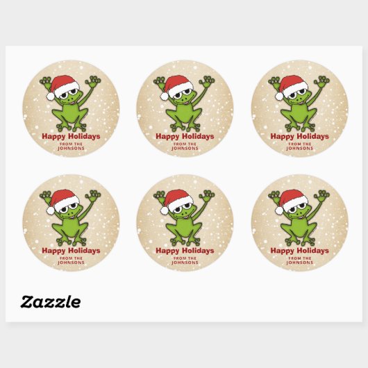 kerstkikker ronde sticker (Vel)