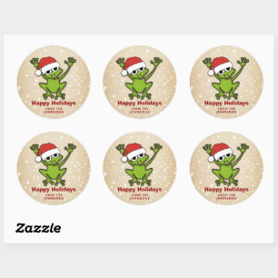 kerstkikker ronde sticker