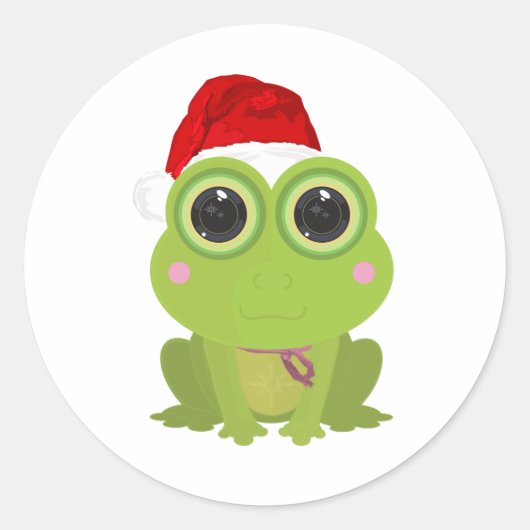 kerstkikker ronde sticker (Voorkant)