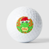 Kerstkikker Santa Hat Pattern Oranje nieuwigheid Golfballen (Voorkant)