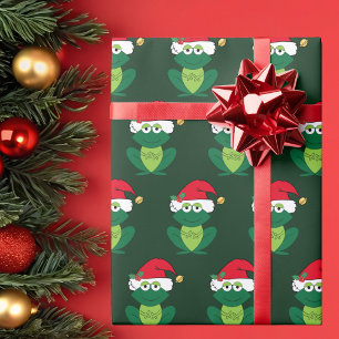 kerstkikker Schattig groen Cadeaupapier