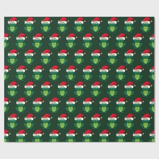 kerstkikker Schattig groen Cadeaupapier (Vlak)