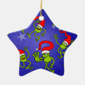 Kerstkikkers springen, dansen en vieren! keramisch ornament (Voorkant)